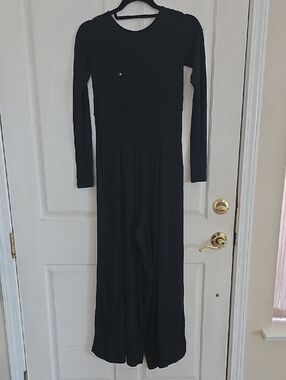LOGILATES Black Long Sleeve WIDE LEG jumpsuit Women's S